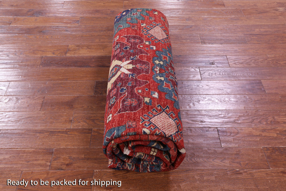 9' 11" X 13' 7" Persian Fine Serapi Handmade Wool Rug - Q12439
