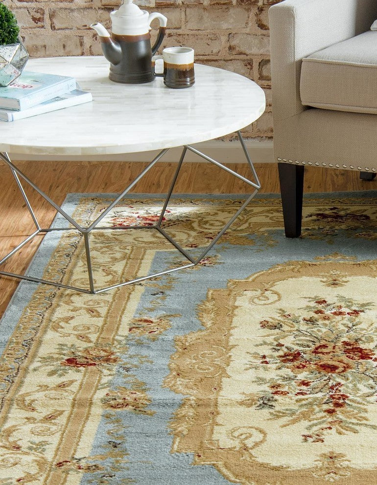 Unique Loom Light Blue Henry Versailles 4' 0 x 4' 0 Square Rug