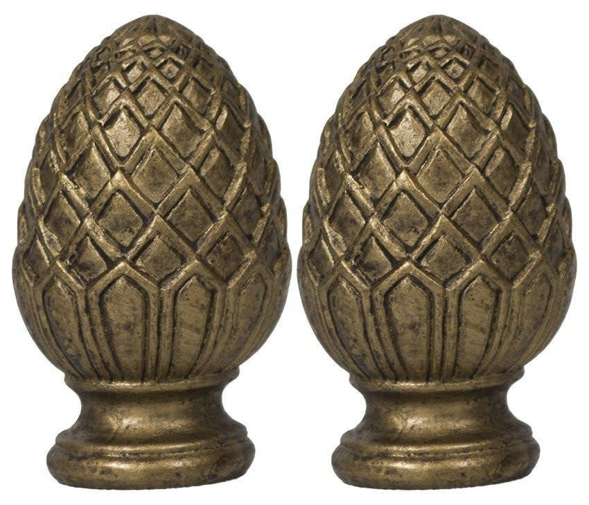 Urbanest Pineapple Lamp Finial, 2", Antique Gold, Set of 2