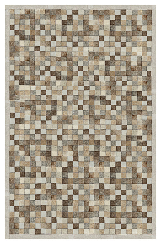 Cowhide Patchwork Rug, Hera, Mink, 9' X 12'