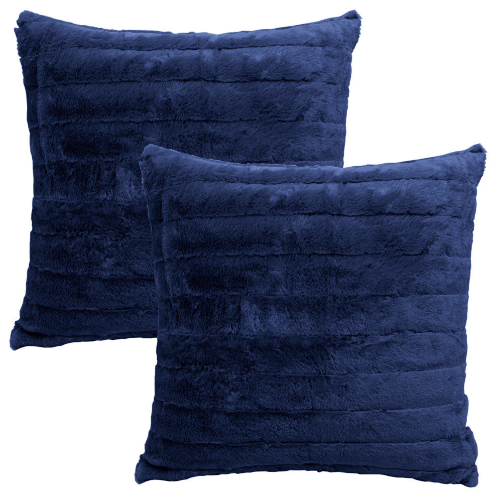 BOON Rabbit Jumbo Fur Throw and Pillow, 3-Piece Set, Navy Blue