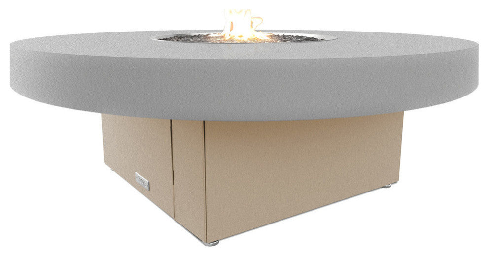 Circular Fire Pit Table, 48 D, Natural Gas, Hilltop Top, Beige