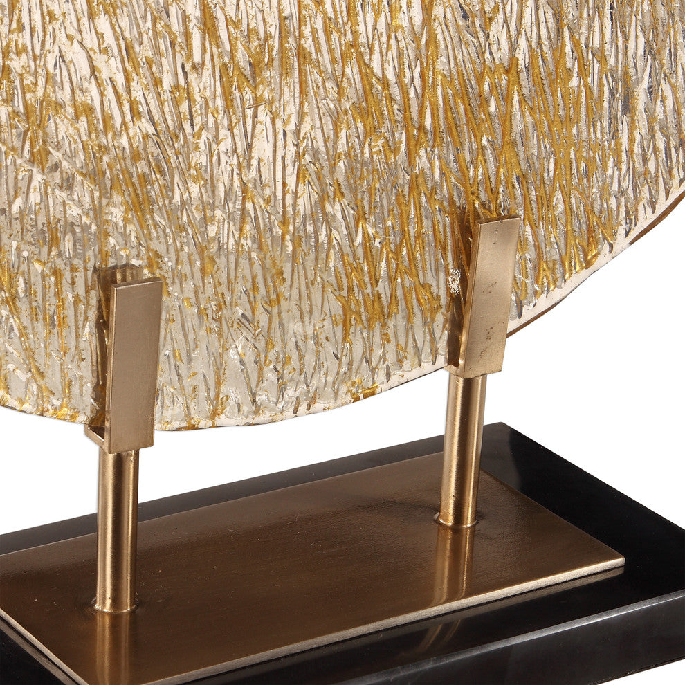 Elegant Bronze Gold Modern Art Glass Charger Stand | Flat Plate Disc Metallic