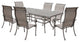 7-Piece Rectangle Dining Set With 6 Sling Chairs, Heritage Grey