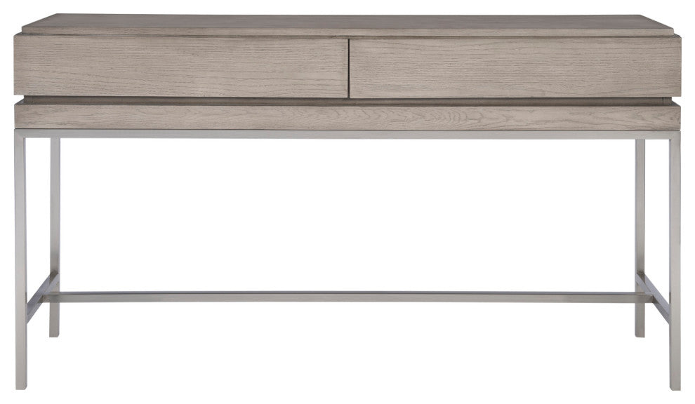 Uttermost 25373 Kamala 54"L Oak Veneer Top Stainless Steel - Light Mushroom