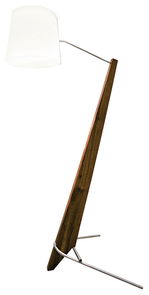 Silva Giant LED Floor Lamp, Oiled Walnut, White Linen