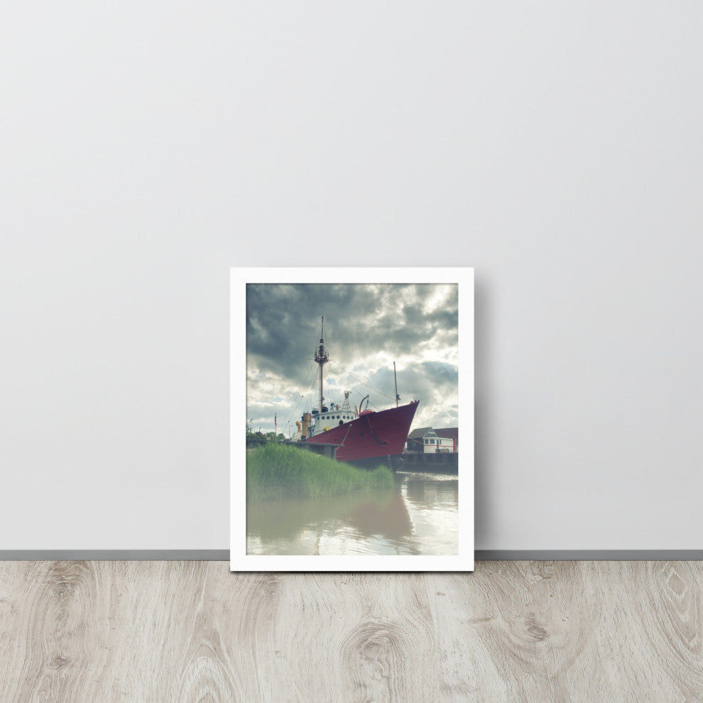 Foggy River Coastal Landscape Framed Photo Paper Wall Art Prints, White, 11" X 14"