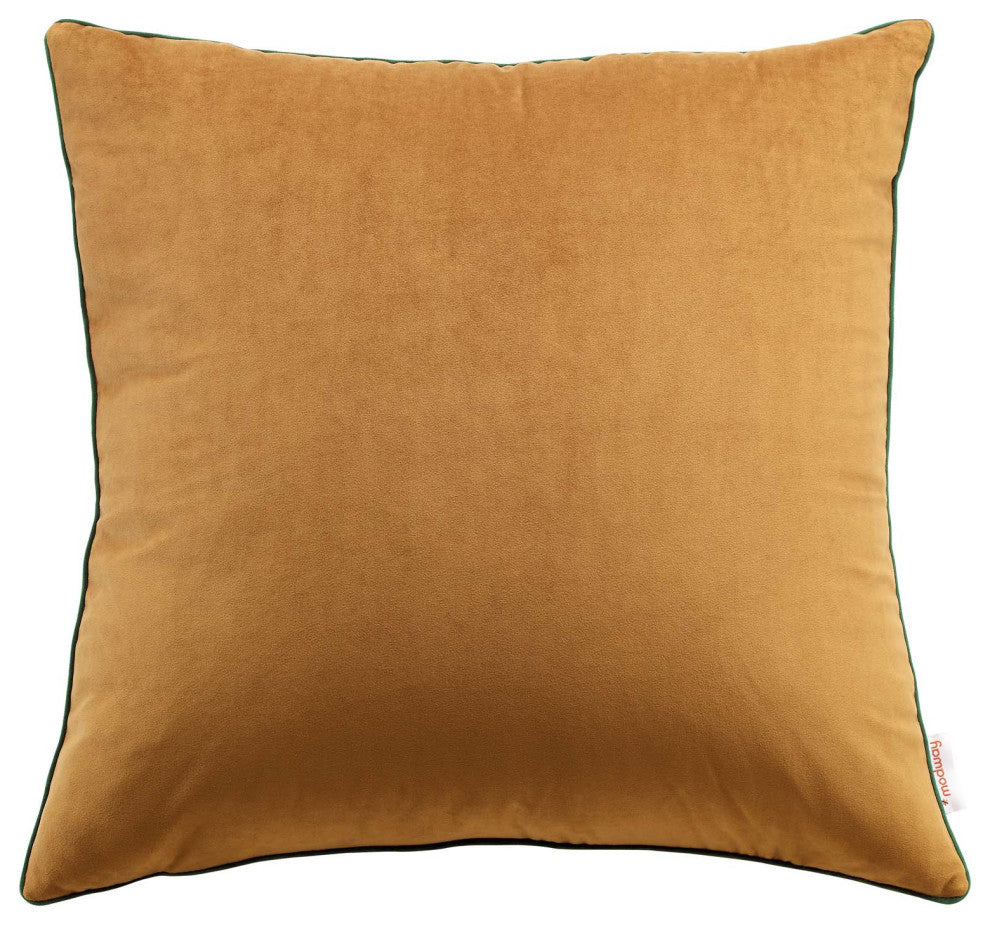 Accentuate 24" Performance Velvet Throw Pillow, Cognac Green