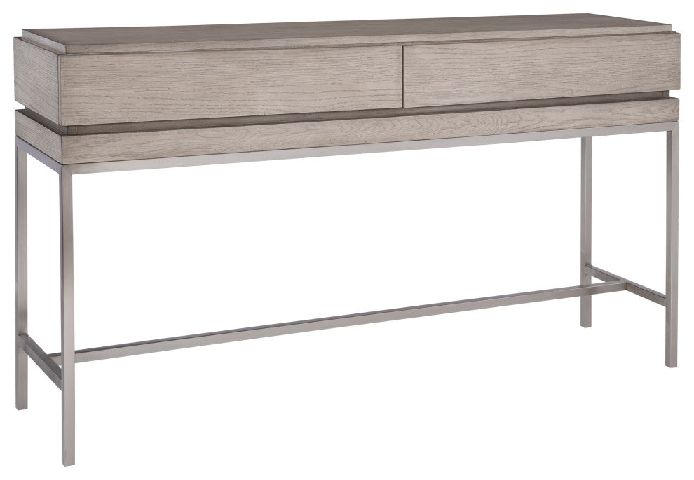 Uttermost Kamala Oak MDF and Stainless Steel Console Table in Mushroom Gray
