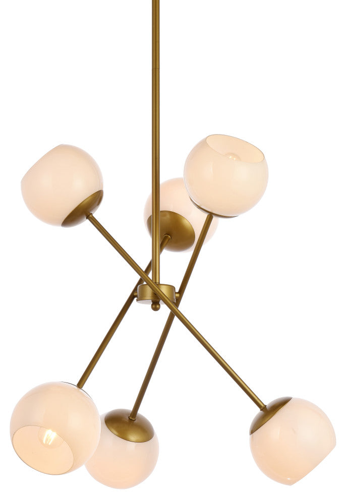 Avery 24" Pendant, Brass With White Shade