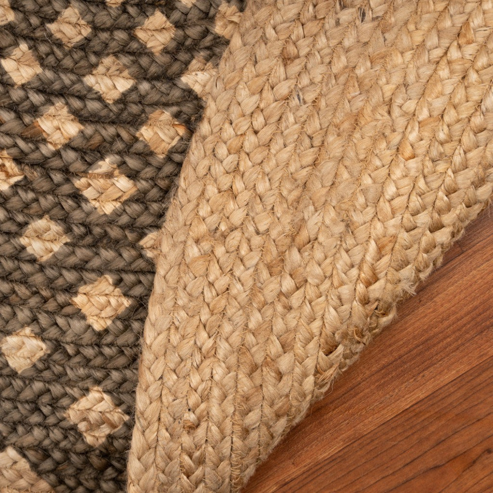 6" Round Brown Geometric Medallion Area Rug