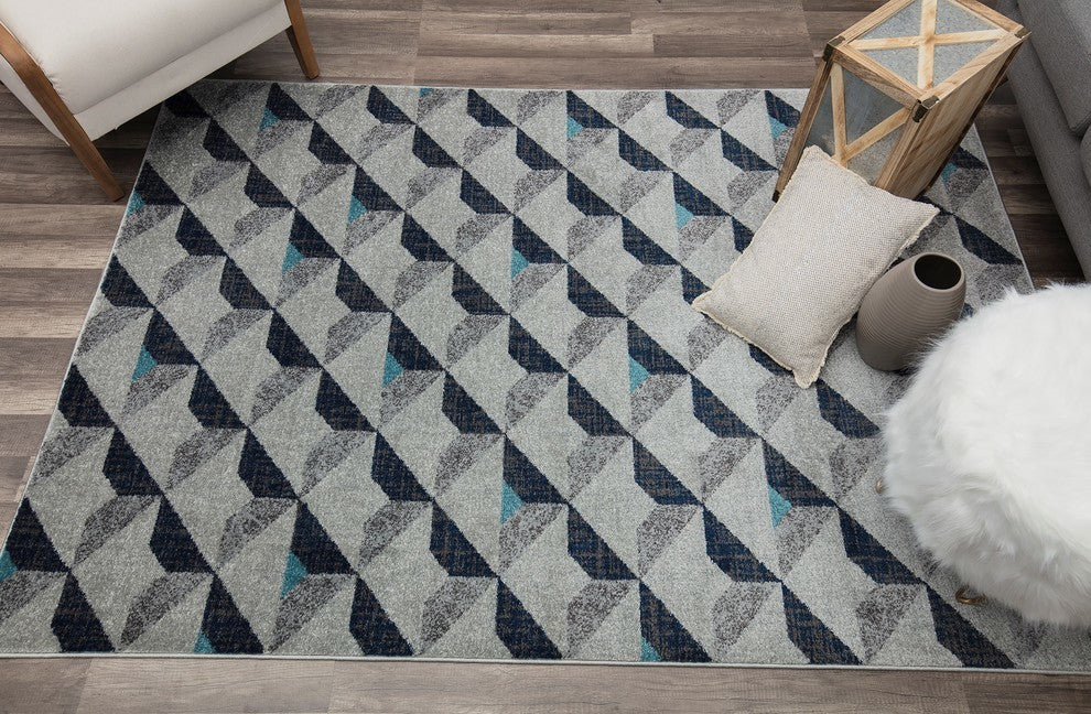 Rugs America Aurea Contemporary Geometric Soft touch Area Rug, Grey Tone, 5' X 7