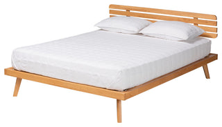 Joaquin Modern Japandi Rustic Brown Finished Wood Queen Size Platform Bed