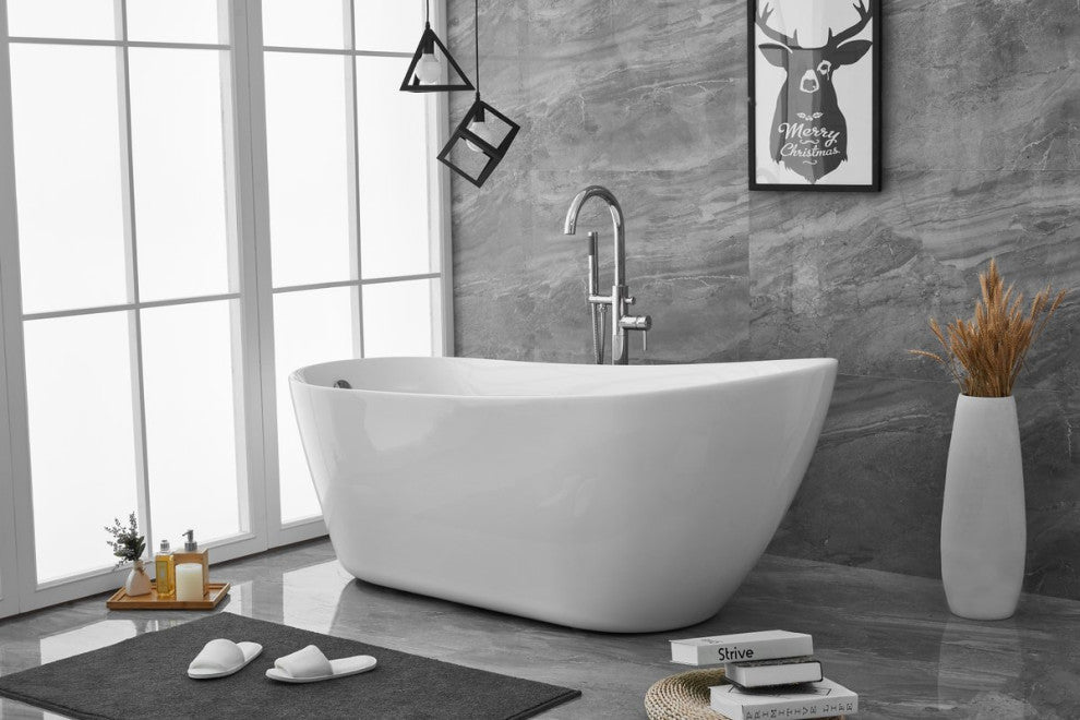 Chanel 67" Soaking Single Slipper Bathtub, Glossy White