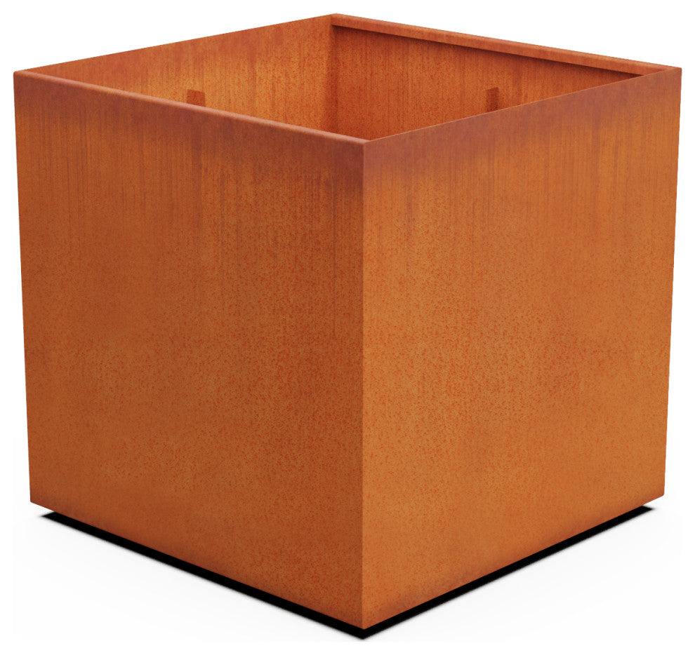 Corten Steel Planter, Cube Xxlarge - 36"lx36"wx36"h