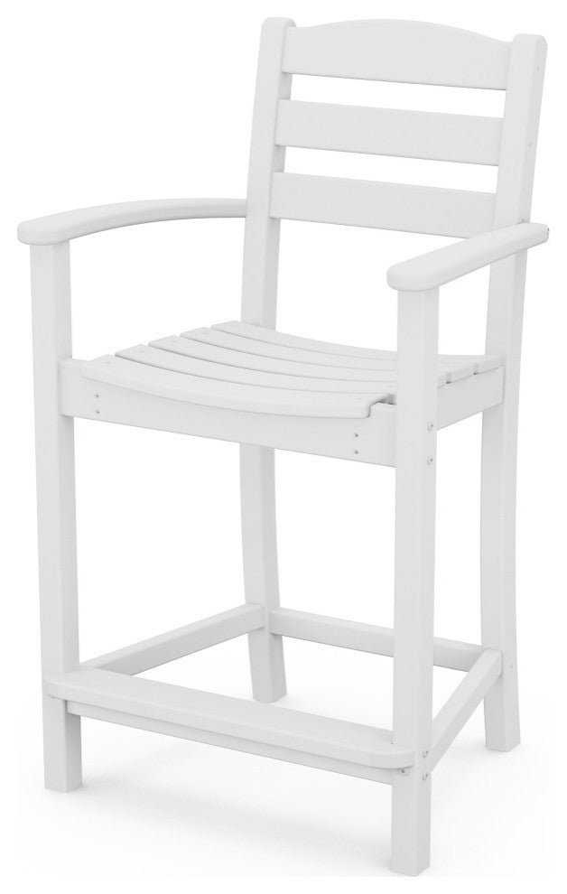 Polywood La Casa Cafe Counter Arm Chair, White