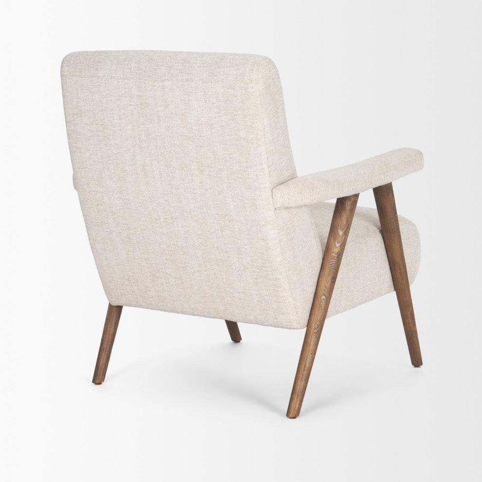 Nico Oatmeal Upholstered With Brown Wood Accent Chair