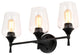 21 in. 3-Light Matte Black Vanity Light With Clear Wine Glass Shades