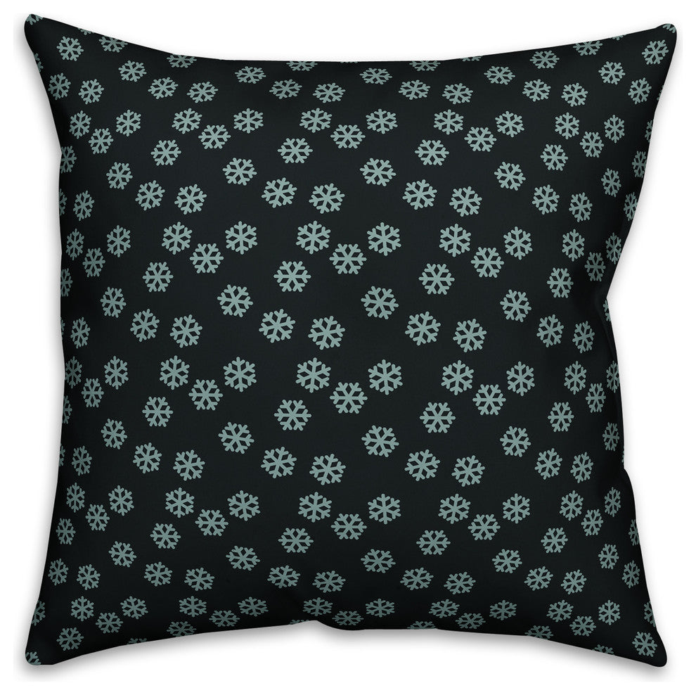 Blue Snowflakes Pattern Outdoor Throw Pillow, 18"x18"