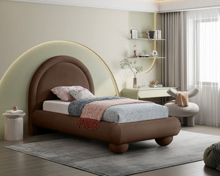 Madrid Upholstered Bed, Brown, Twin, Velvet