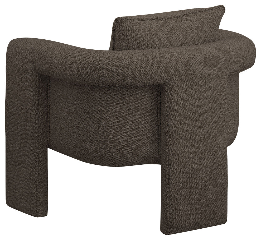 Stylus Boucle Fabric Upholstered Accent Chair, Brown