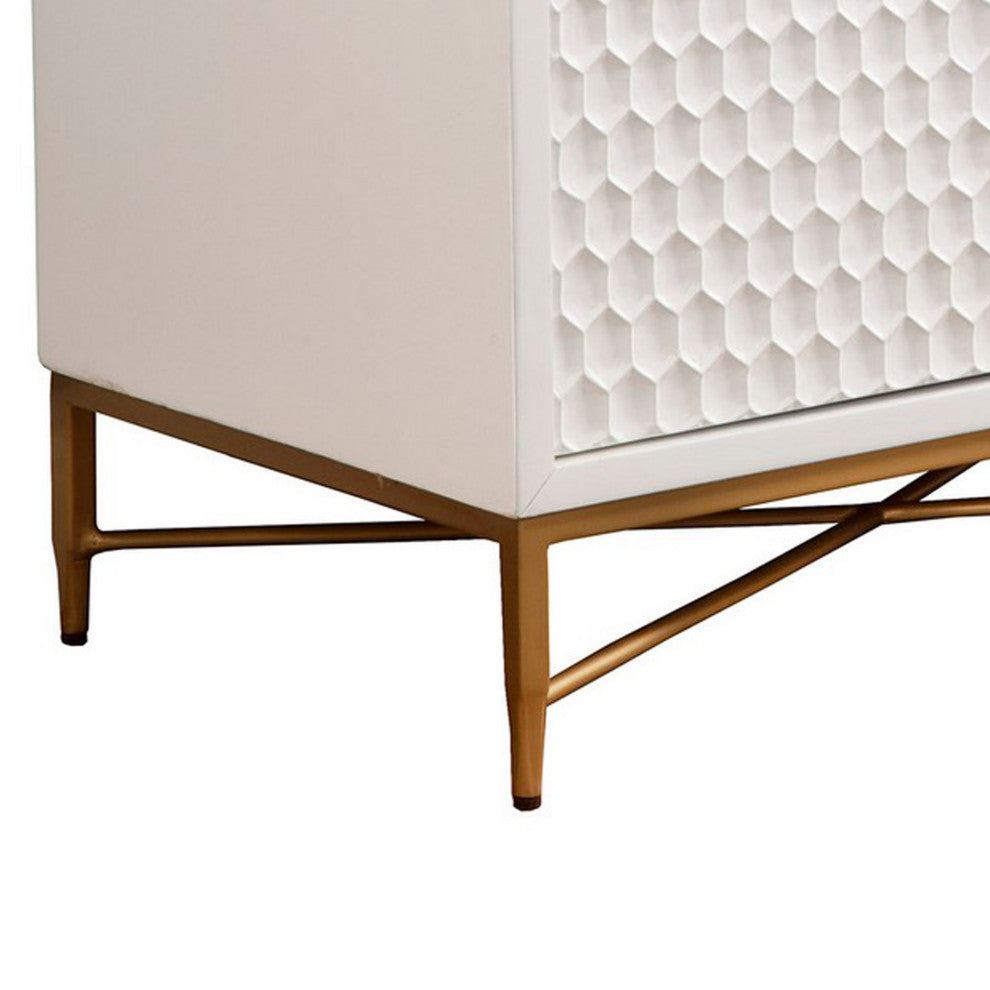 Benzara BM284254 64" TV Media Entertainment Center Console, 3 Drawers, White