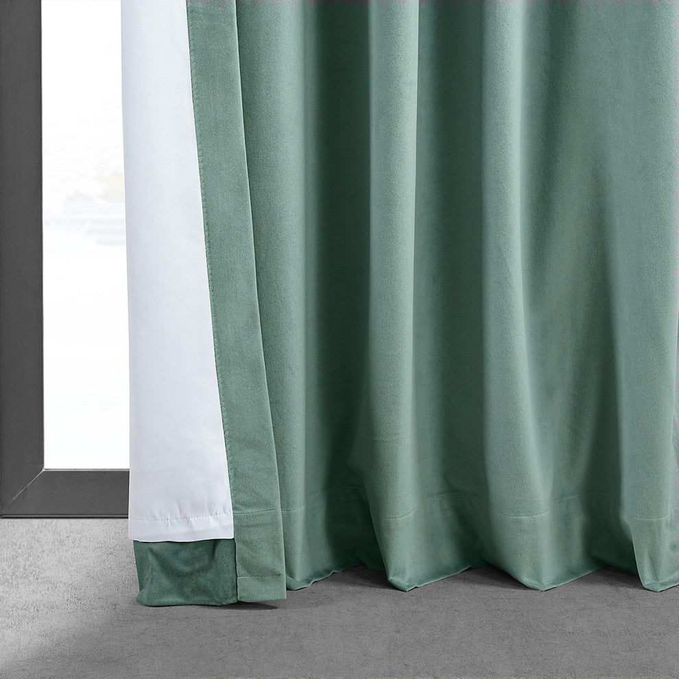 Signature Aqua Mist Blackout Velvet Curtain Single Panel, 50"x120"