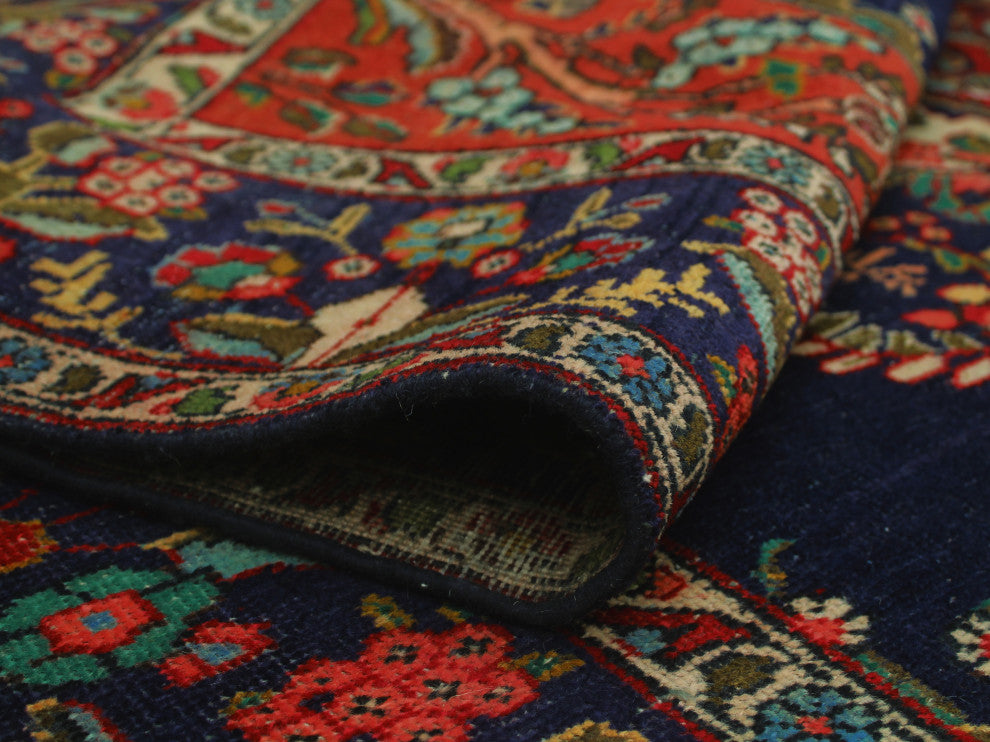 Fine Vintage Distressed Adia Navy Rug
