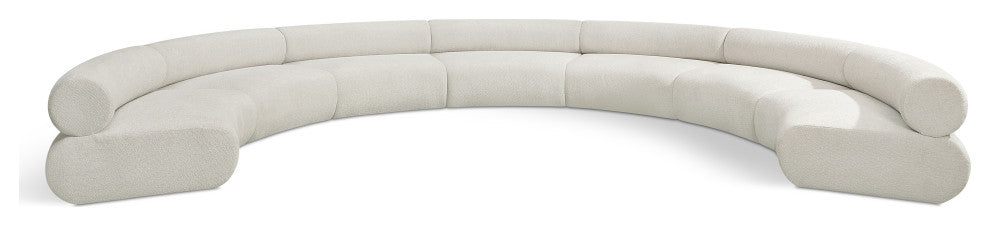 Bale Cream Chenille Fabric Modular Sofa, Cream, 7-Piece, Arc Shaped