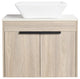 Wall-Mounted Bath Vanity, White Oak, White Ceramic Vessel Sink