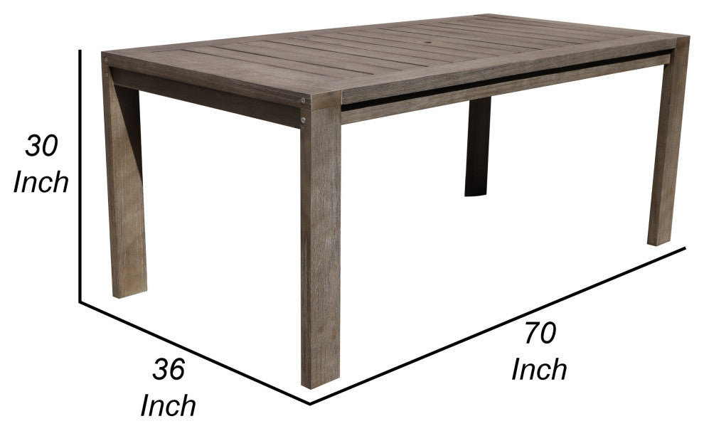 Benzara BM287762 Dining Table Burnt Brown Eucalyptus Wood Frame, Plank Top