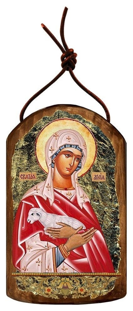 Icon Saint Agnia Wooden Ornament