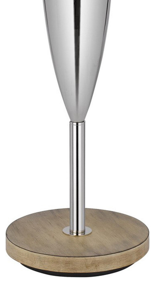 Benzara BM280525 Charlie 61" Floor Lamp Wood Table, 1 USB, Glossy, White, Brown