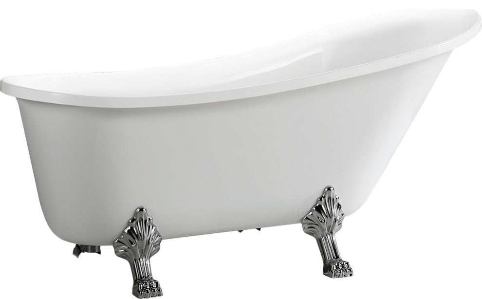 Vanity Art Freestanding Acrylic Bathtub, White, 68.9" x 29.9"