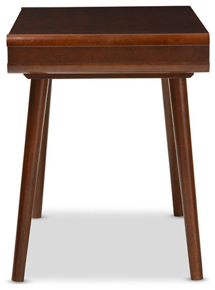 Casarano Dark Walnut and White Finish 2-Drawer Wood Home Office Writing Desk