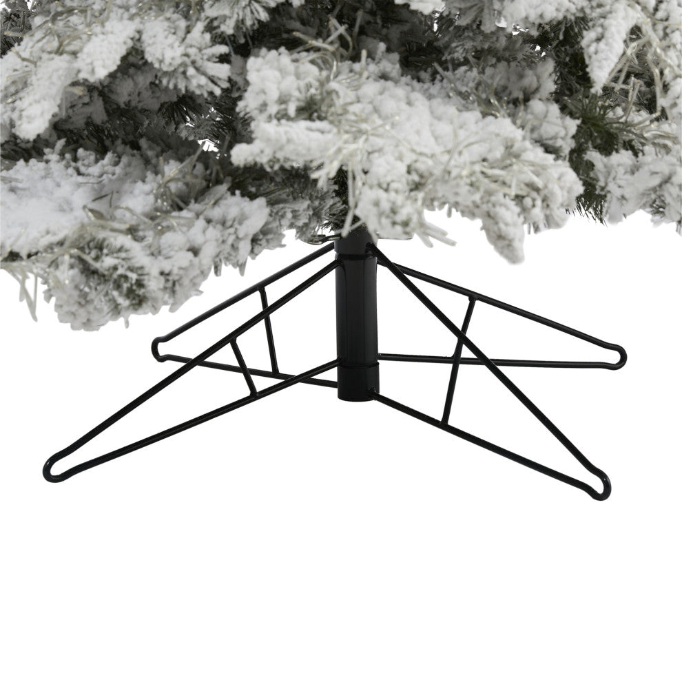 9' Flocked Grand Northern Rocky Fir Faux Xmas Tree W/Lights & Bendable Branches