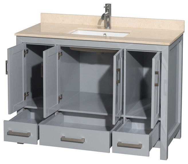 Wyndham WCS141448SGYIVUNSMXX 48 inch Vanity in Gray with Ivory Marble and Square