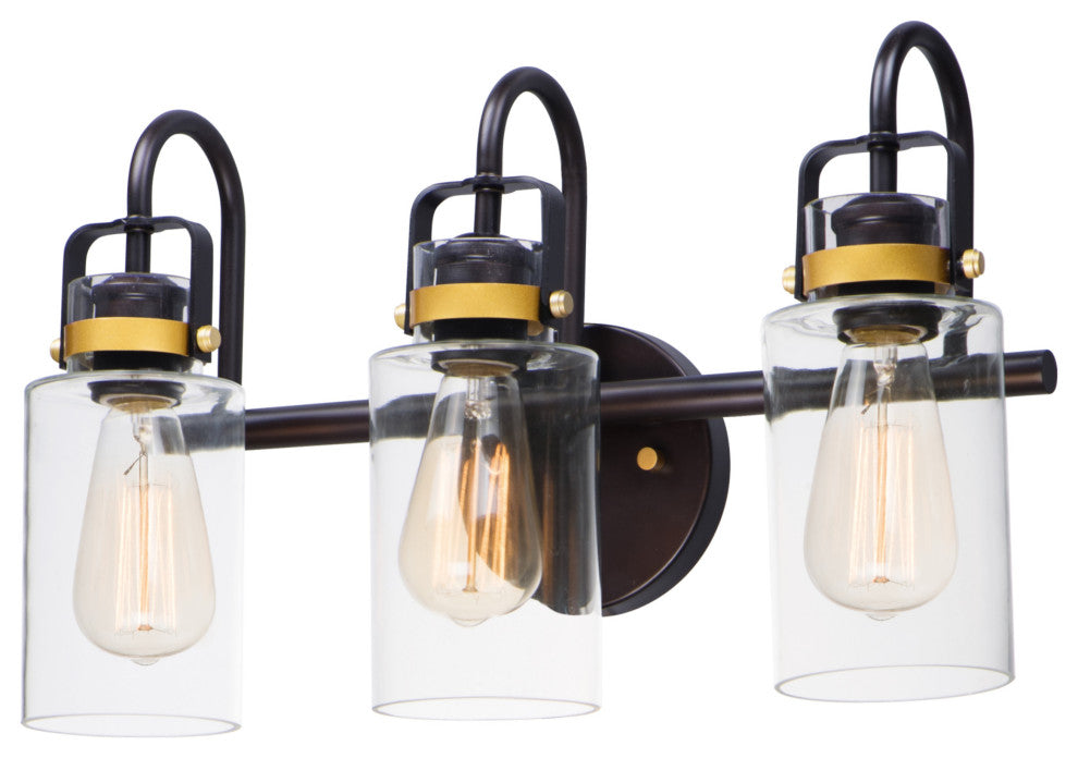 Maxim 30172CL Magnolia 3 Light 18"W Bathroom Vanity Light - Bronze / Gold