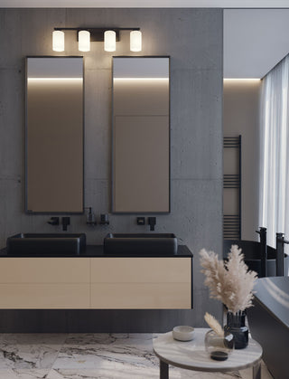 Leo 31" Vanity, Clear Glass Shade, Black Finish