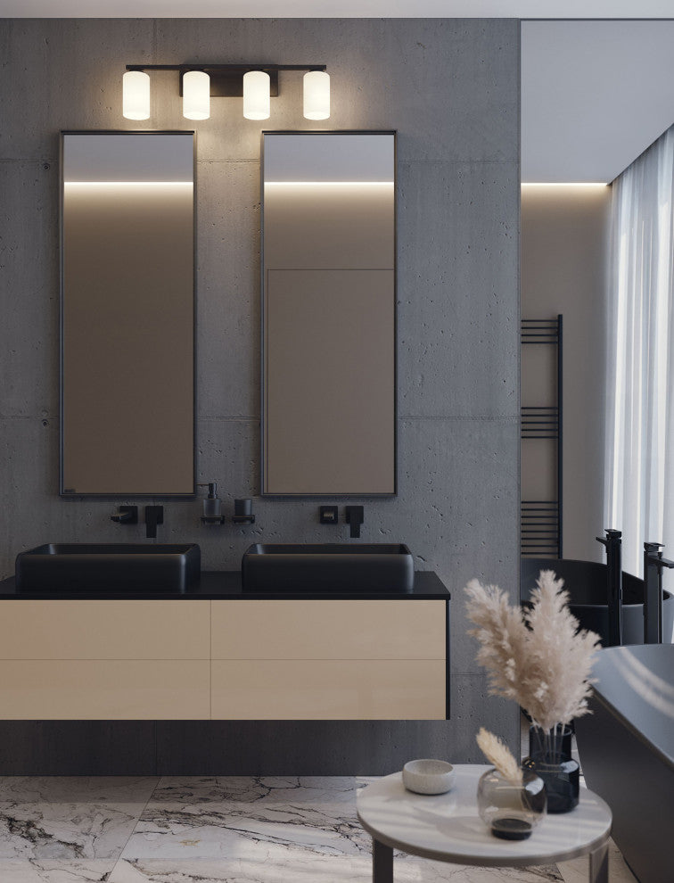 Leo 31" Vanity, Clear Glass Shade, Black Finish