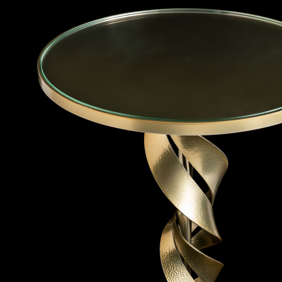 Folio Glass Top Accent Table Modern Brass Finish