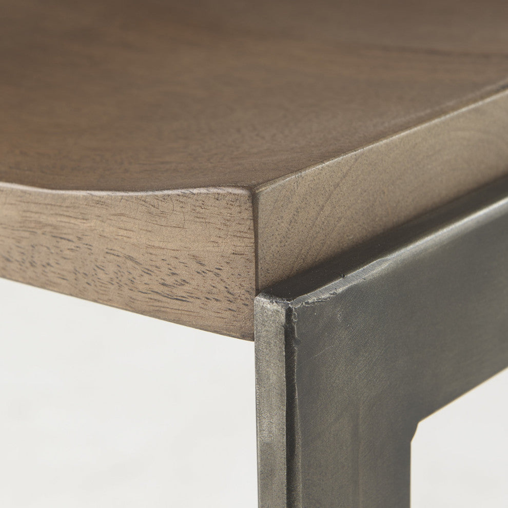 26" Warm Brown Cheeky Wood and Metal Counter Stool