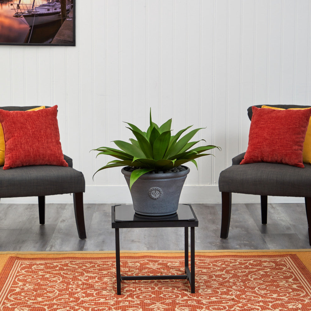 22" Agave Succulent Artificial Plant, Gray Planter