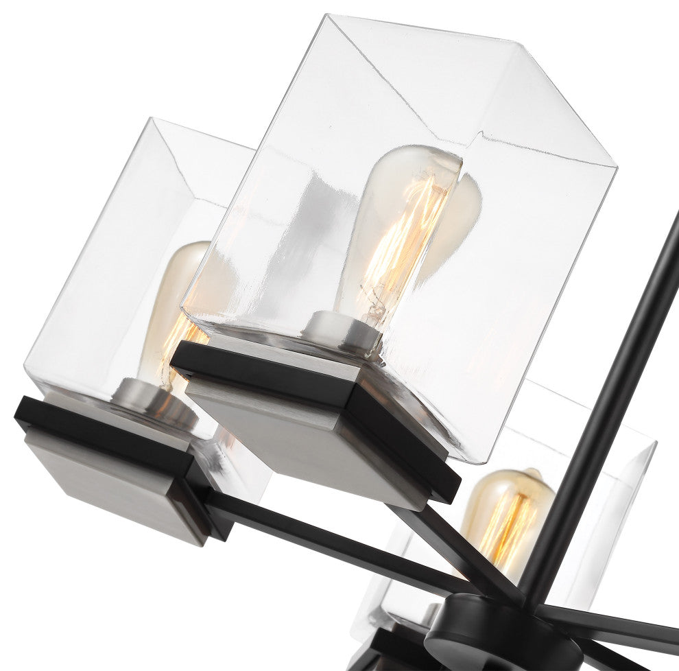 Crossroads 5-Light Chandelier, Matte Black With Clear Glass