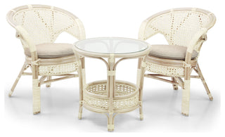 Pelangi Rattan Wicker 3-Piece Set, White