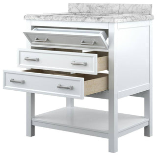Affinity Bathroom Vanity With Carrara Marble Countertop, White, 31 in
