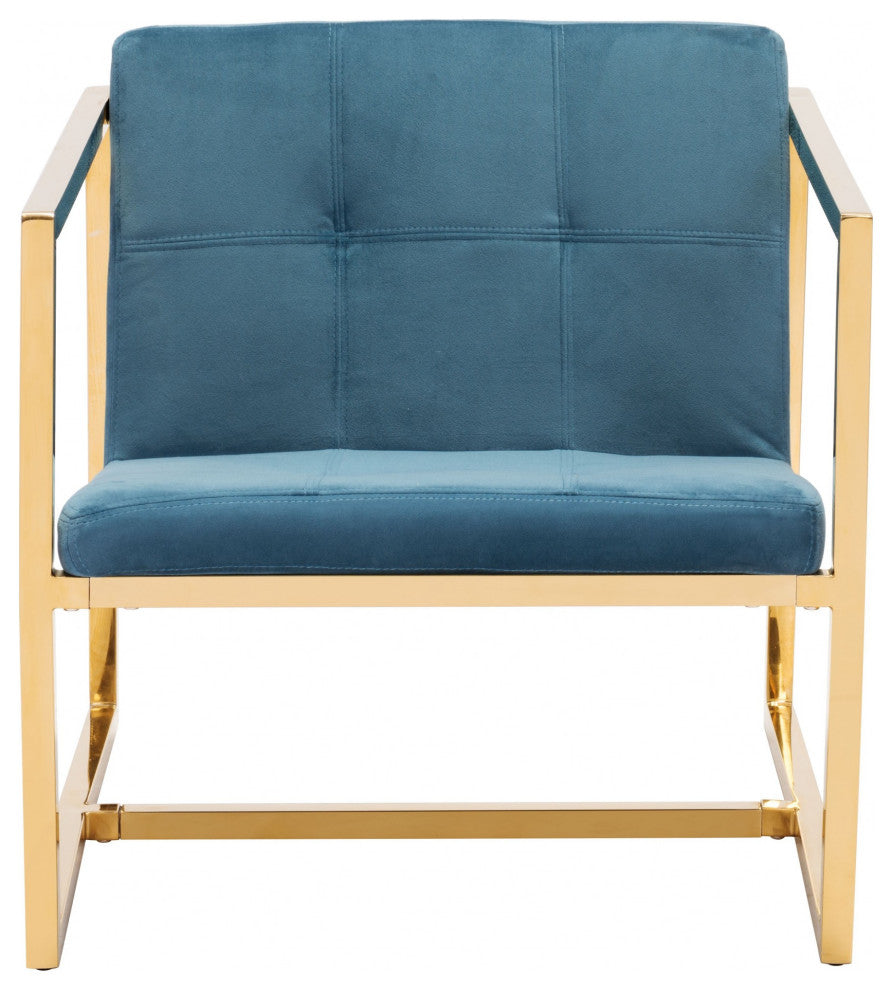 Gold Cubed Teal Microfiber Armchair