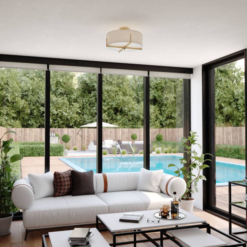 Surrey 18" 4 Light Semi-Flush Mount Natural Brass