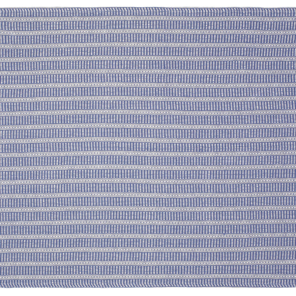 Blue and White Woven Cotton Striped Throw Blanket