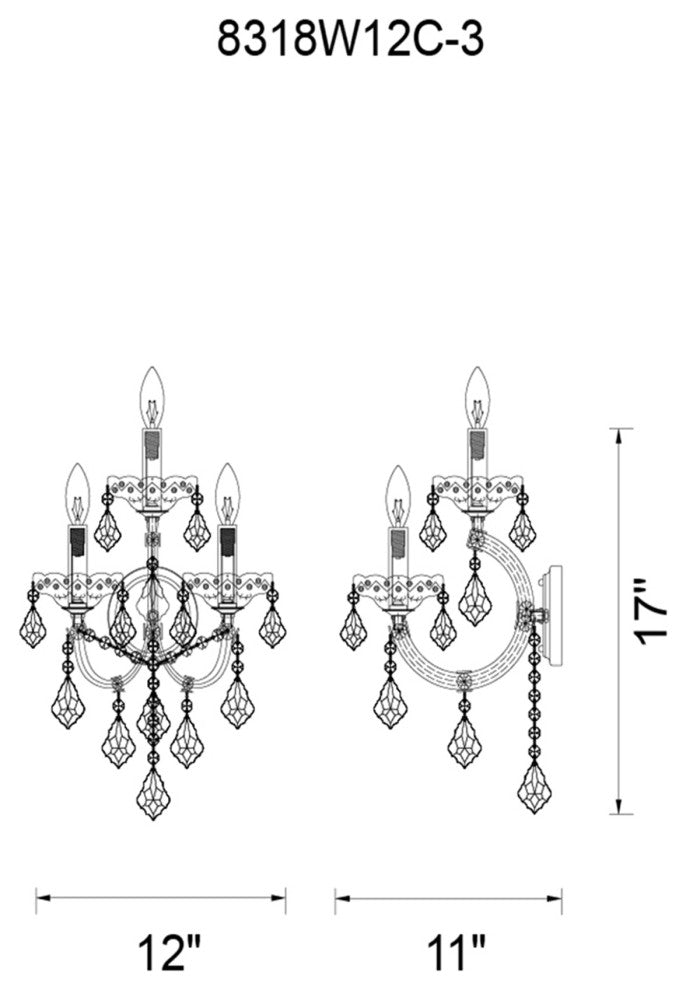 Maria Theresa 3 Light Wall Sconce With Chrome Finish